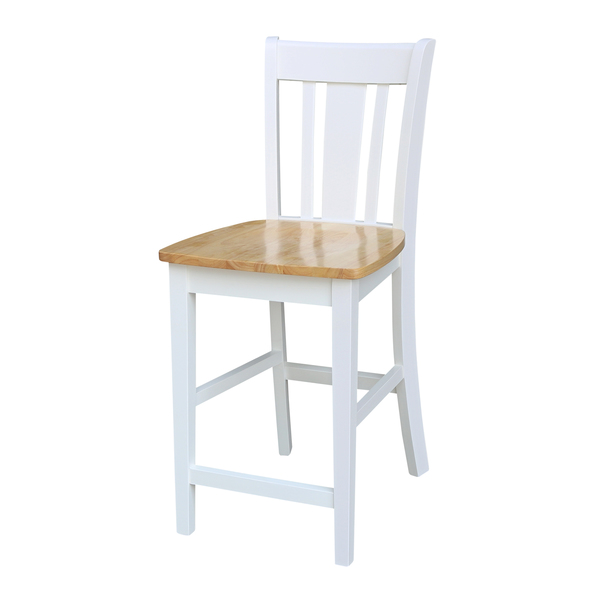 International Concepts San Remo CounterHeight Stool, 24" Seat Height, White/Natural S02-102